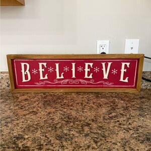 Festive Red 'Believe' Holiday Sign